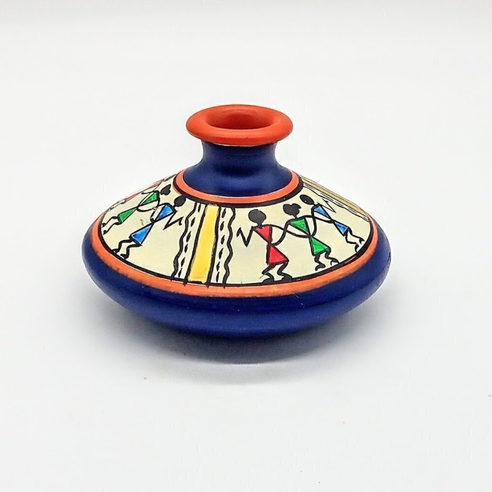 The Bombay Store Terracotta Pot Flat Warli